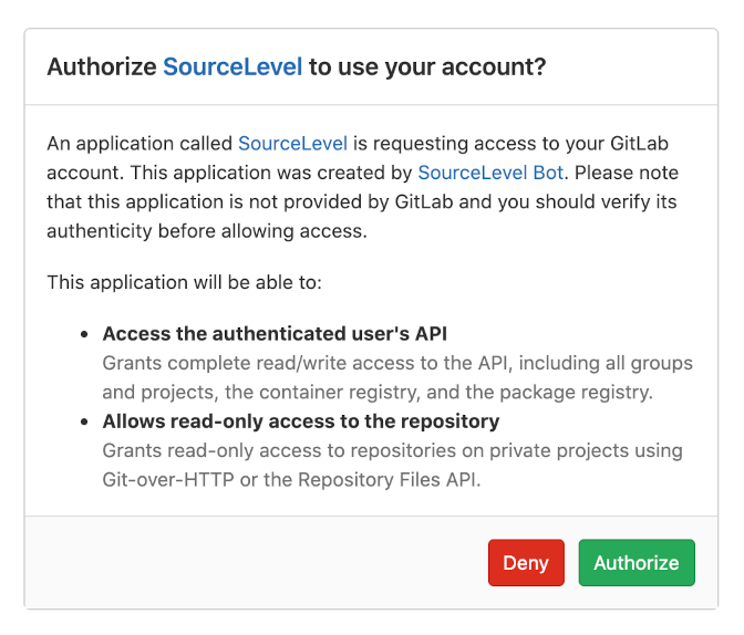 GitLab Authorization Page